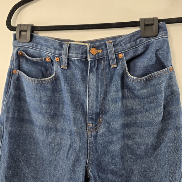 Madewell Baggy Straight Jeans Dark Worn Indigo Wash Blue Denim Cotton Hemp Sz 28 - Picture 3 of 14